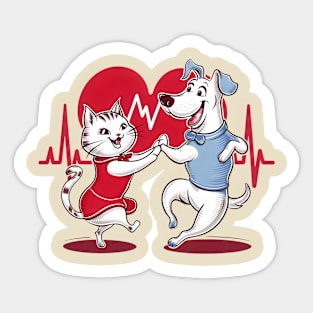 Holiday Funny Dancers cat and dog Sticker